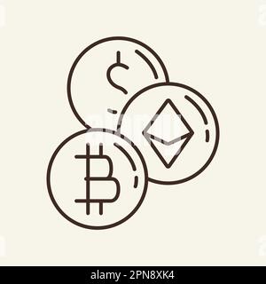 Cryptocurrency line icon Stock Vector