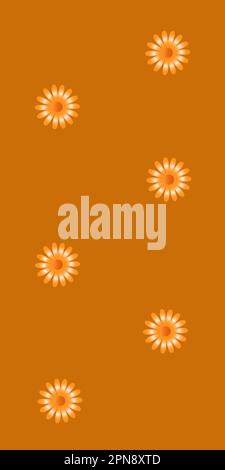 Chamomile flowers seamless pattern on orange background. Stock Vector