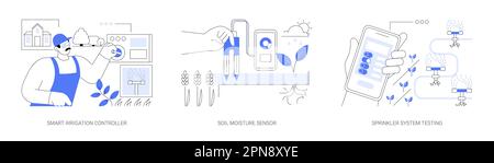 Irrigation system components isolated concept vector illustration set ...