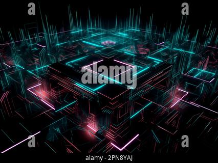 Abstract portal or futuristic data center - digitally generated 3d ...