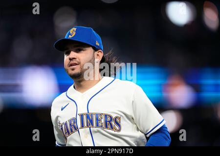 Seattle Mariners' Eugenio Suarez runs the base path against the Boston Red  Sox in a baseball game, Tuesday, Aug. 1, 2023, in Seattle. (AP  Photo/Lindsey Wasson Stock Photo - Alamy