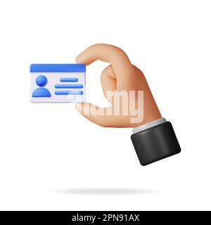 3D ID Card, Driver License or Plastic Card in Hand Stock Vector