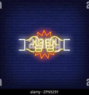 Two bro fists neon sign Stock Vector