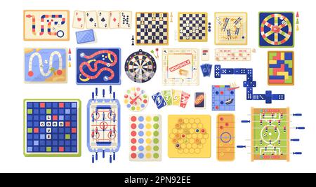 Different board games vector illustrations set Stock Vector