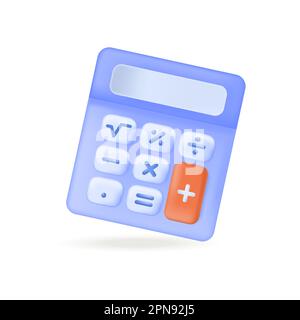 Calculator with math symbols on buttons and display 3D icon Stock Vector