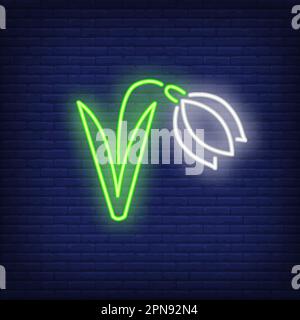 Snowdrop neon sign Stock Vector