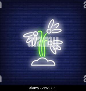 Snowdrops in snow neon sign Stock Vector