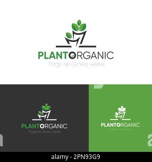 Eco Organic Tree Plant Brand or Company Logo Design Template Stock Vector