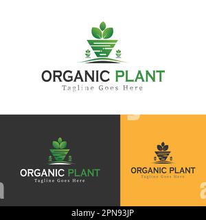 Eco Organic Tree Plant Brand or Company Logo Design Template Stock Vector