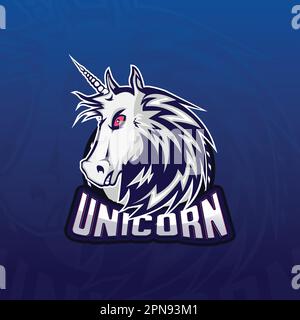 Unicorn Mascot Gaming Brand Company Logo Design Template Stock Vector