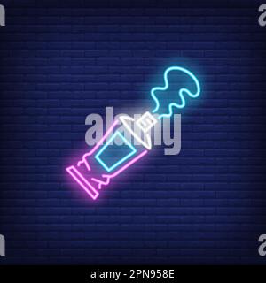 Open paint tube neon sign Stock Vector