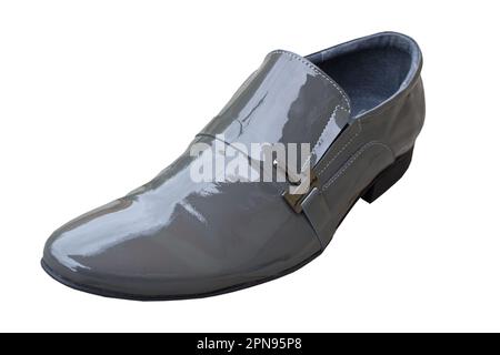 One lacquered men's shoes on a white background Stock Photo