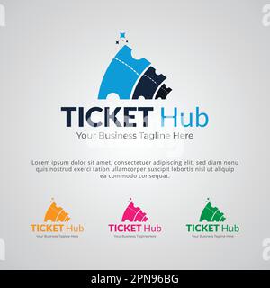 Ticket Hub Logo Design Template Stock Vector