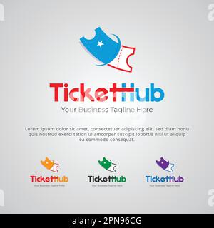 Ticket Hub Logo Design Template Stock Vector