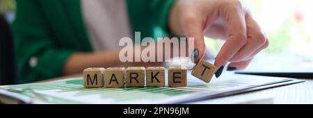 Market word made with wooden cubes in row Stock Photo