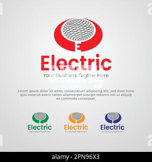 Negative Space E Letter Electric Brand Company Logo Design Template Stock Vector