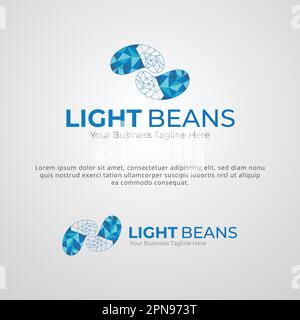 Digital Light Beans Brand Company Logo Design Template Stock Vector