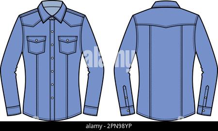 Womens denim shirt. Front and back.  Stock Vector