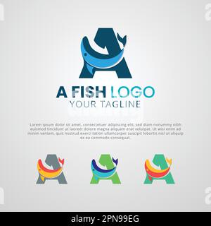 A letter fish logo design template Stock Vector