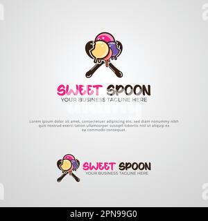 Sweet Spoon Dessert Company Logo Design Template Stock Vector