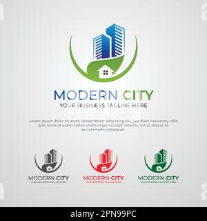 Modern City Home Company Logo Design Template Stock Vector