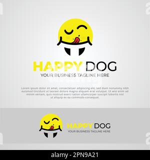 Happy Dog Logo Design Template Stock Vector