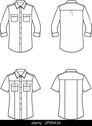 Womens military shirt. Fashion CAD. Stock Vector