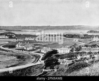 A late 19th century view of Rossbeg, a hamlet on Clew Bay, situated a few miles from Newport, on Ireland's west coast in County Mayo. Stock Photo