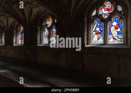 Gloucester, UK. 13th April, 2023. The Lavoratorium forms part of the Cloister of Gloucester Cathedral. The Cloister is one of the world's most significant examples of medieval architecture noted in particular for its late 14th century fan-vaulting. Credit: Mark Kerrison/Alamy Live News Stock Photo