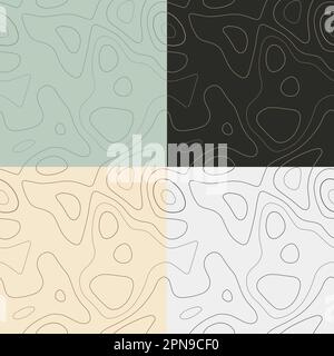 Topography patterns. Seamless elevation map tiles. Awesome isoline background. Stylish tileable patterns. Vector illustration. Stock Vector