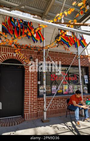 Stonewall Inn, West Village, site of riot in 1969 that galvanized the gay rights movement in USA. New York City. Stock Photo