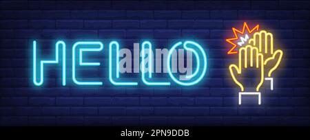 Hello neon sign Stock Vector
