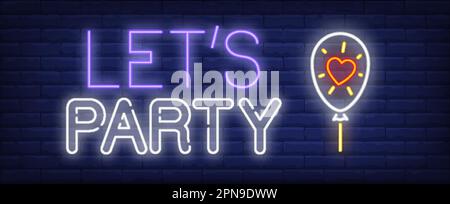 Lets party neon sign Stock Vector