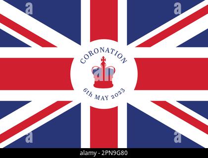 Coronation 6th May 2023 vector with Union Flag red white and blue Stock Vector