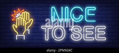 Nice to see neon sign Stock Vector