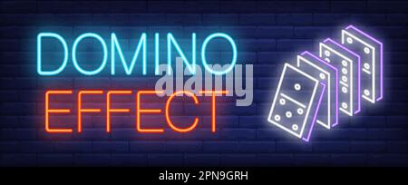 Domino effect neon sign Stock Vector