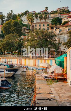 A picturesque view of a harbor in the city of Herceg Novi, Montenegro Stock Photo
