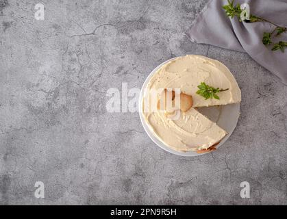 Easter cake with bunny cookies. Happy Easter. Top view Stock Photo