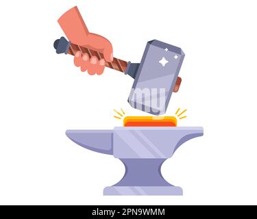 forge iron. blacksmith craft. flat vector illustration. Stock Vector