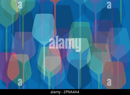 Wine glasses are seen in a colorful abstract background vector image. Stock Vector