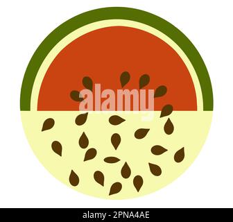 A graphic image of a slice of watermelon and falling watermelon seeds is seen here as a vector image. Stock Vector