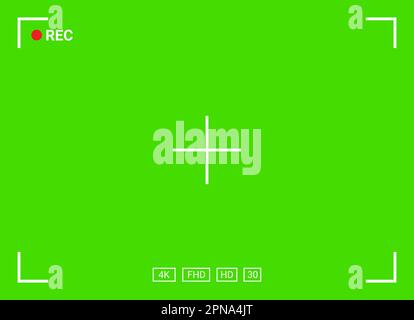 Green screen chroma key background, viewfinder camera frame, video film ...