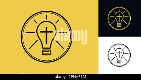 Lamp symbol with light and cross shape in yellow and black colors Stock Vector