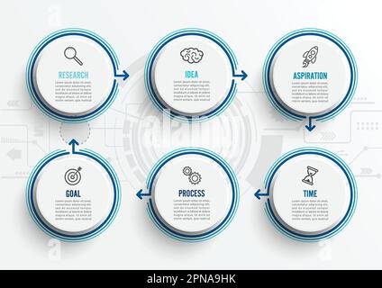 Vector infographic template with icons and 6 options or steps. Infographics for business concept. Can be used for presentations banner, workflow layou Stock Vector
