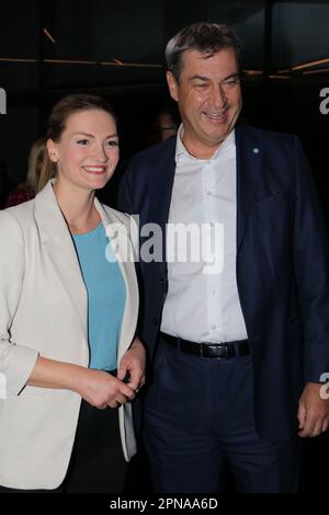 Munich, Germany . 17th Apr, 2023. Munich, Germany, 17. April 2023; Judith GERLACH, Minister of State for digital development and Dr. Markus SOEDER, SÖDER, Bayerischer Ministerpräsident, German politician serving as Minister-President of Bavaria since 2018 and Leader of the Christian Social Union in Bavaria (CSU), seen during the VIP Opening at the DISNEY 100 Exhibition entertainment event held at the small Olympia hall in Munich Germany on 17. April 2023. picture and copyright Arthur THILL/ATP images (THILL Arthur/ATP/SPP) Credit: SPP Sport Press Photo. /Alamy Live News Stock Photo