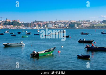 Oporto, Portugal. February 15, 2023. Boats in Oporto coast, Atlantic Ocean Stock Photo