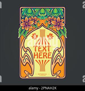 Classic art nouveau border with vintage flourish ornament illustrations vector for your work logo, merchandise t-shirt, stickers and label designs, po Stock Vector