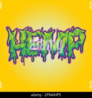 Hemp typeface word with melted letter illustrations vector for your work logo, merchandise t-shirt, stickers and label designs, poster, greeting cards Stock Vector
