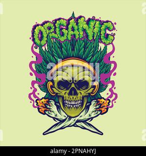 Indian skull cannabis head dressing logo illustrations vector for your work logo, merchandise t-shirt, stickers and label designs, poster, greeting ca Stock Vector