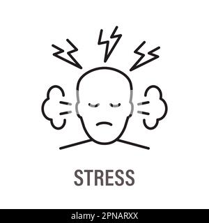 Stress icon. Symbol of anxiety, headache, angry. Vector illustration. Editable stroke. Stock Vector